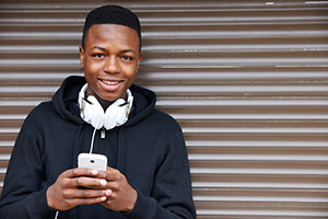 boy listening to music