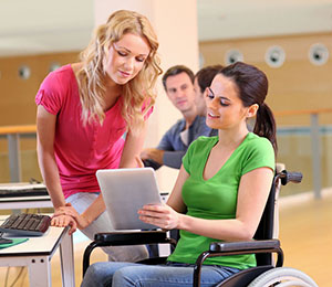 students using a tablet