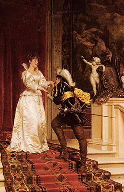 a gentleman kissing a lady's hand