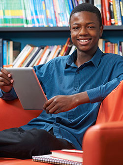 student using a tablet