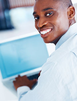 a student working on a computer