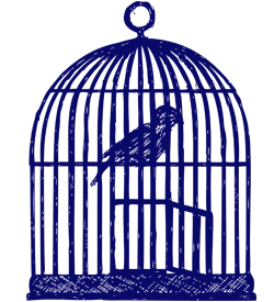 silhouette of a caged bird