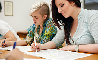 students writing