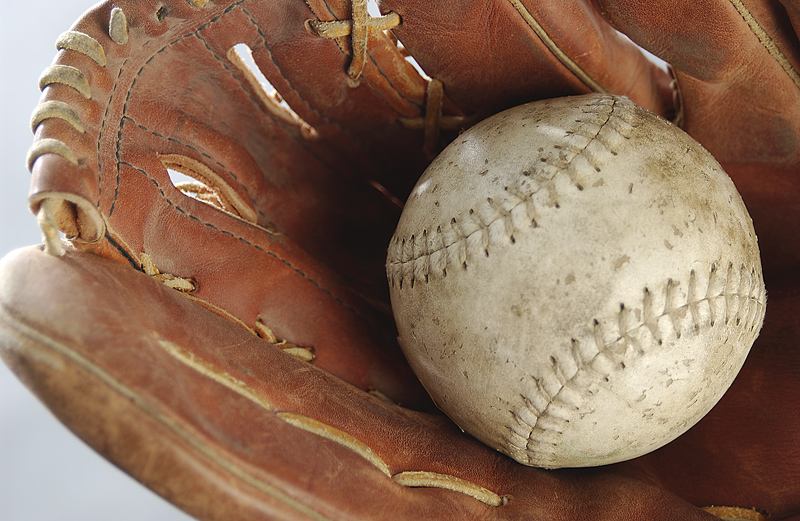 baseball glove with baseball inside