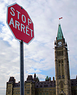 Stop Sign Outside of Canadian Parliament