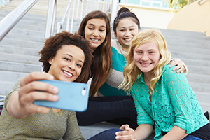 Teenagers taking a picture