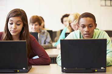 Students on computers