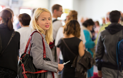 Woman waiting in line