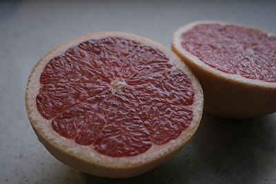 A sliced grapefruit