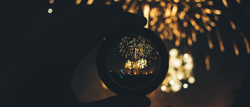 Looking a fireworks through a circular lens