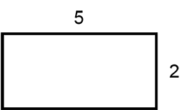 Rectangle with lenght of 5 and width of 2