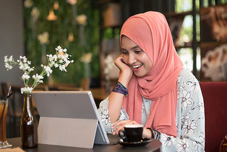 student using a tablet