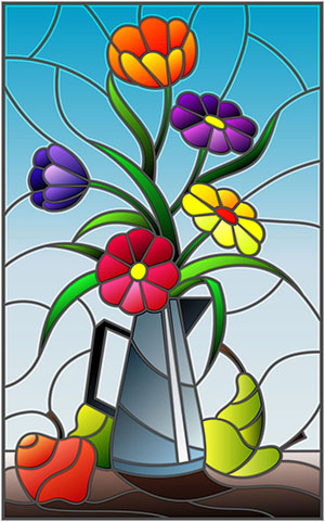 stained glass window of flowers