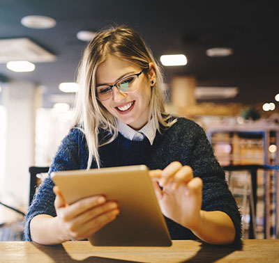 student using a tablet