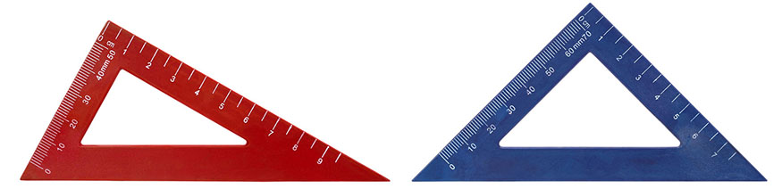 two rulers in the shape of triangles