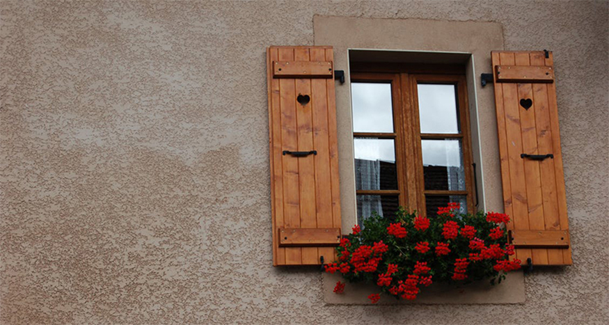 rectangular windows and shutters