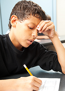 Student taking a test