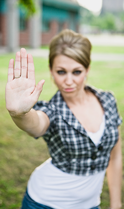 Young woman saying no