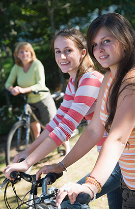 Teenagers biking