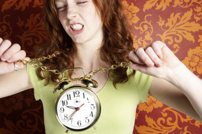 Angry girl with clock