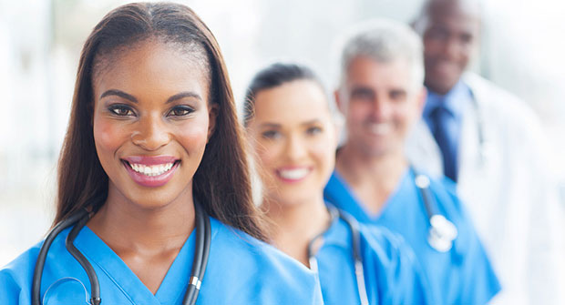 Health care workers smiling