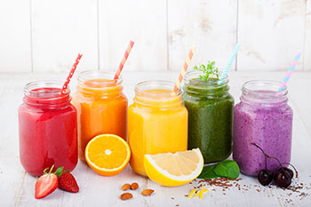 smoothies of assorted colors