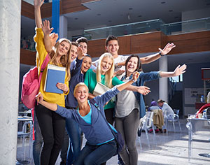 group of happy students