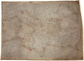 14th century Nautical chart of Mediterranean Sea