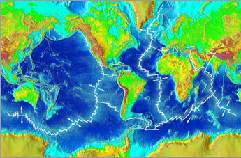 Map of ocean ridges.