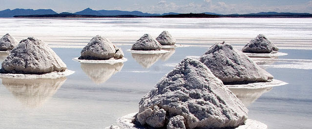 Mounds of salt, Salar de Uyuni, Bolivia