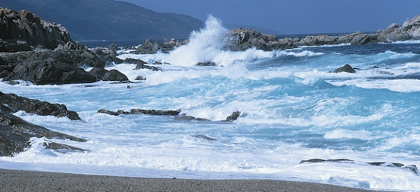 Waves crashing on the shore