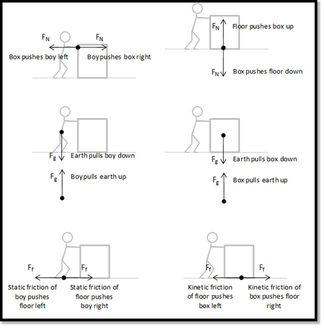 Boy Pushing box force pairs