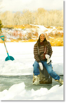 girl on frozen pond