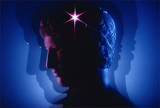 silhouette of the head of a Greek statute with a star representing the mind