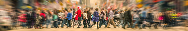 people walking on a busy street