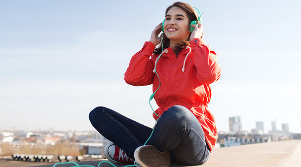 Girl listening to headphones