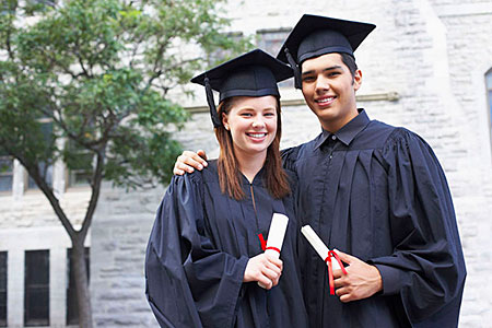 Two teens at graduation