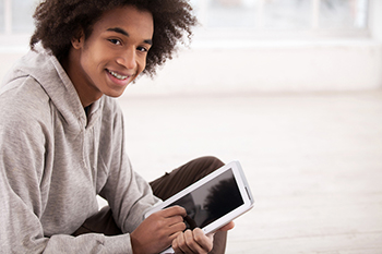 Student on a tablet