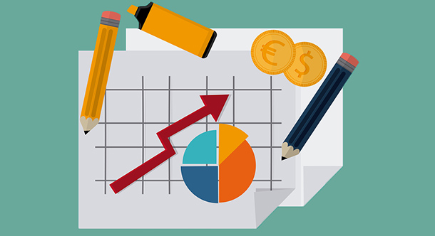 Graph, Pencil, Highlighter, and Money