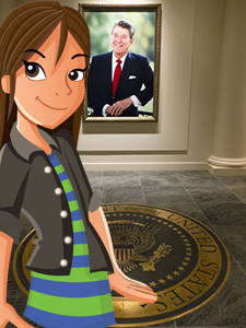 Martina in front of President Reagan portrait