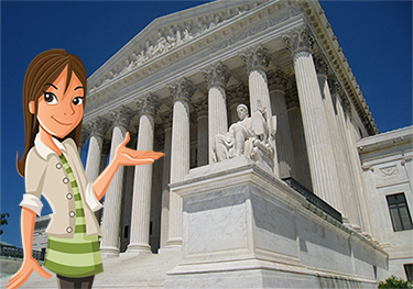 Martina standing in from of the Supreme Court