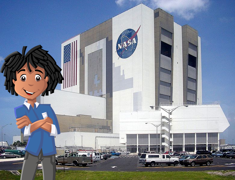 Terrance standing in front of NASA's Vehicle Assembly Building