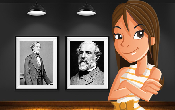 Martina views Confederate leaders Jefferson Davis and Robert E. Lee