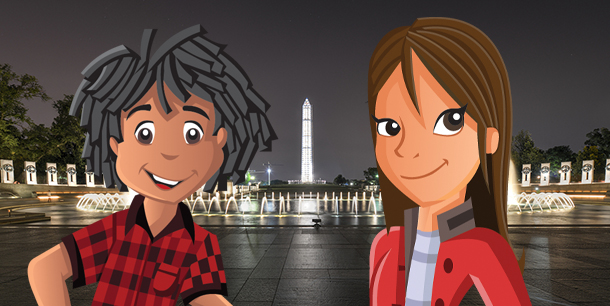 Martina and Terrance visit the World War II Memorial 