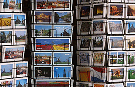 racks filled with postcards