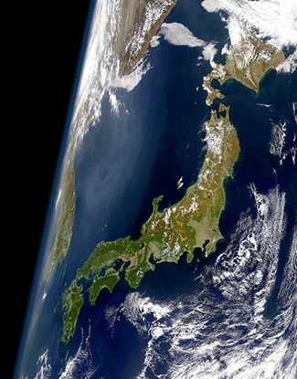 satellite image of Japan