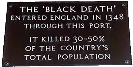 plaque about the Black Death that is located in England