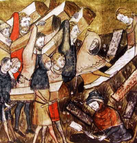 burying victims of the bubonic plague