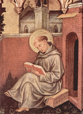 St. Thomas Aquinas reading at a monastery