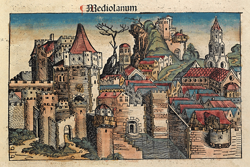 a depiction of Milan as it appeared in 1493